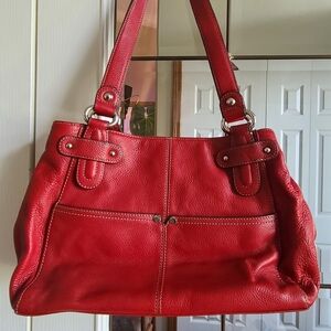 Tignanello Red Leather Shoulder Bag